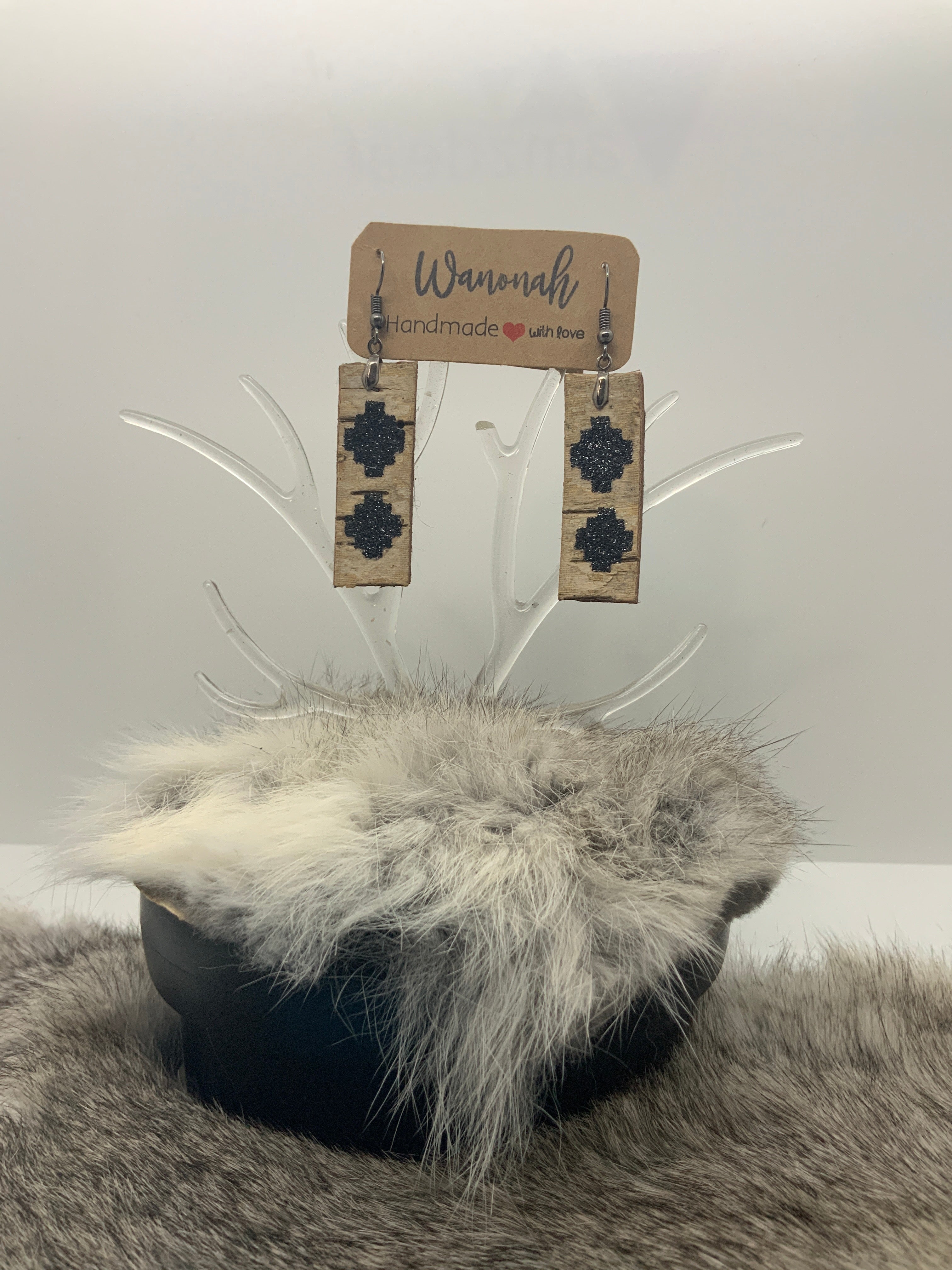 Handmade Birchbark Earrings woodland design – unfinished Wanonah Collection