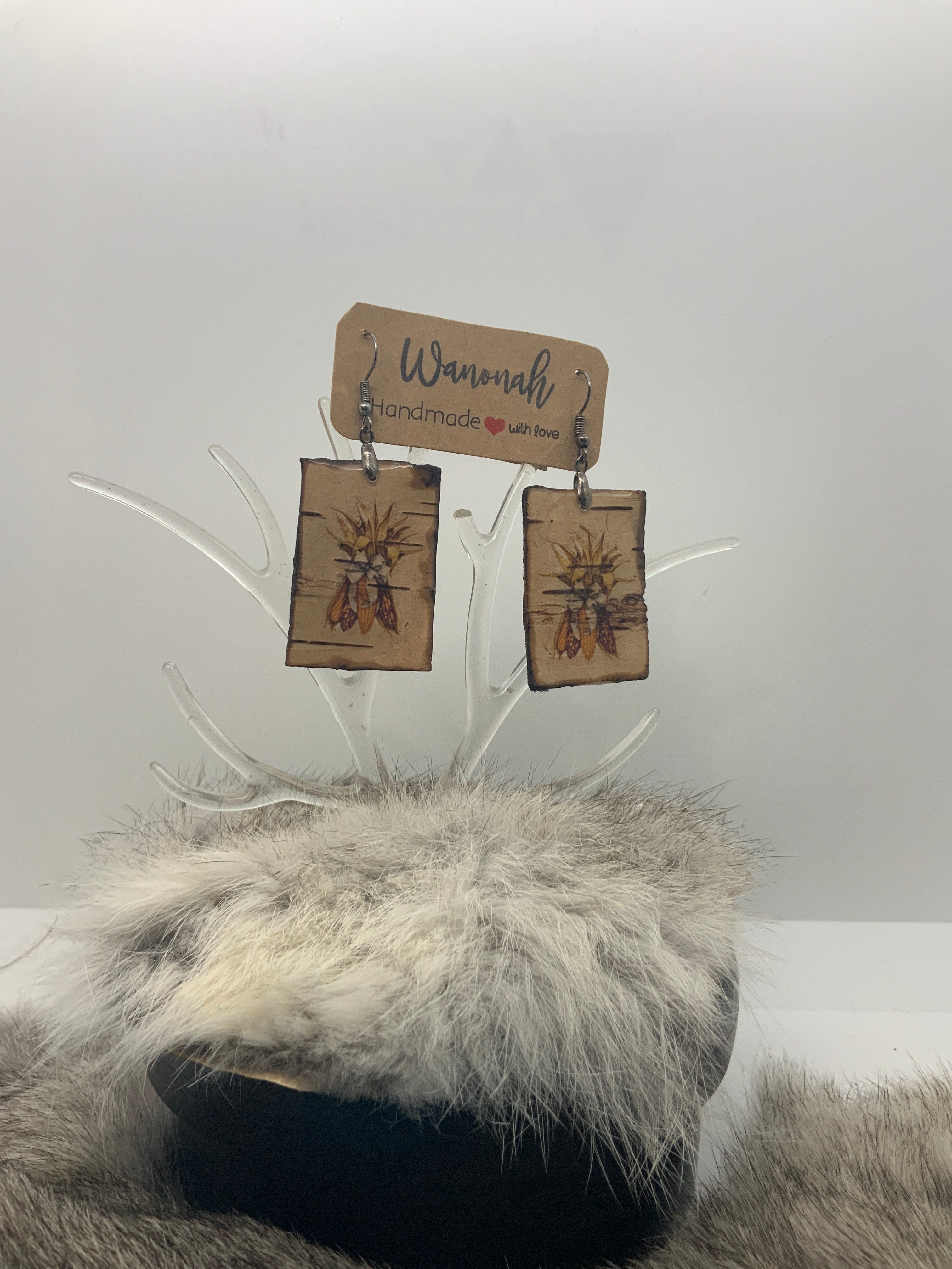 Handmade Birchbark Earrings Indian Corn Harvest – Wanonah Collection